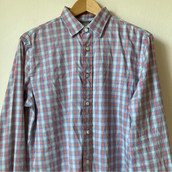 Faherty Men's Blue and Pink Plaid Casual Button Down Shirt Cotton/ Nylon Size S - Picture 6 of 12